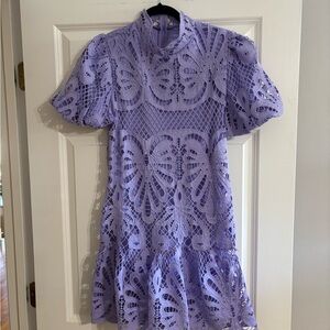 Lavender Eyelet Cutout Mini Dress